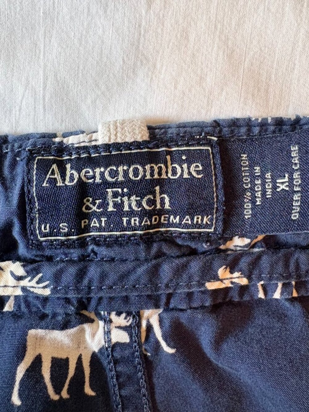 VINTAGE Abercrombie & Fitch Pajama Pants XL Blue Moose Logo Y2K Iconic Sleepwear - Picture 4 of 7
